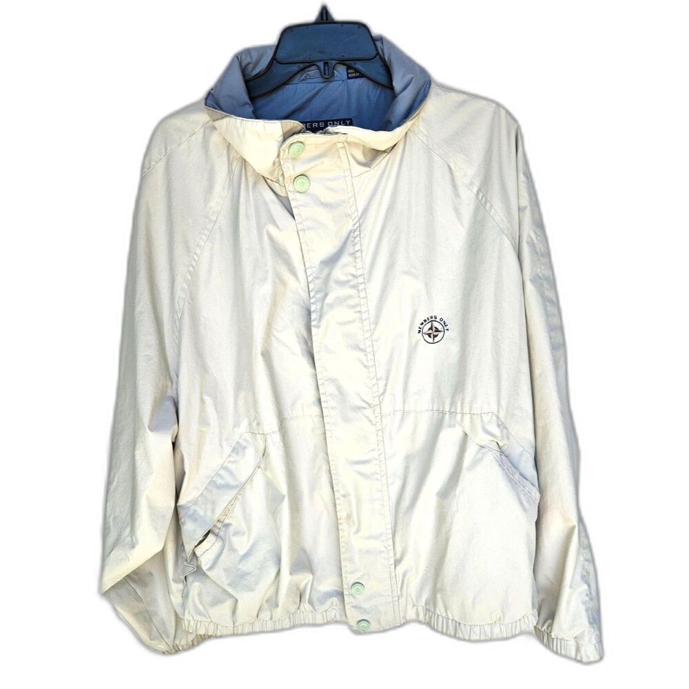 MEMBERS ONLY Mariner Light Khaki Blue Collar Full Zip Jacket XL